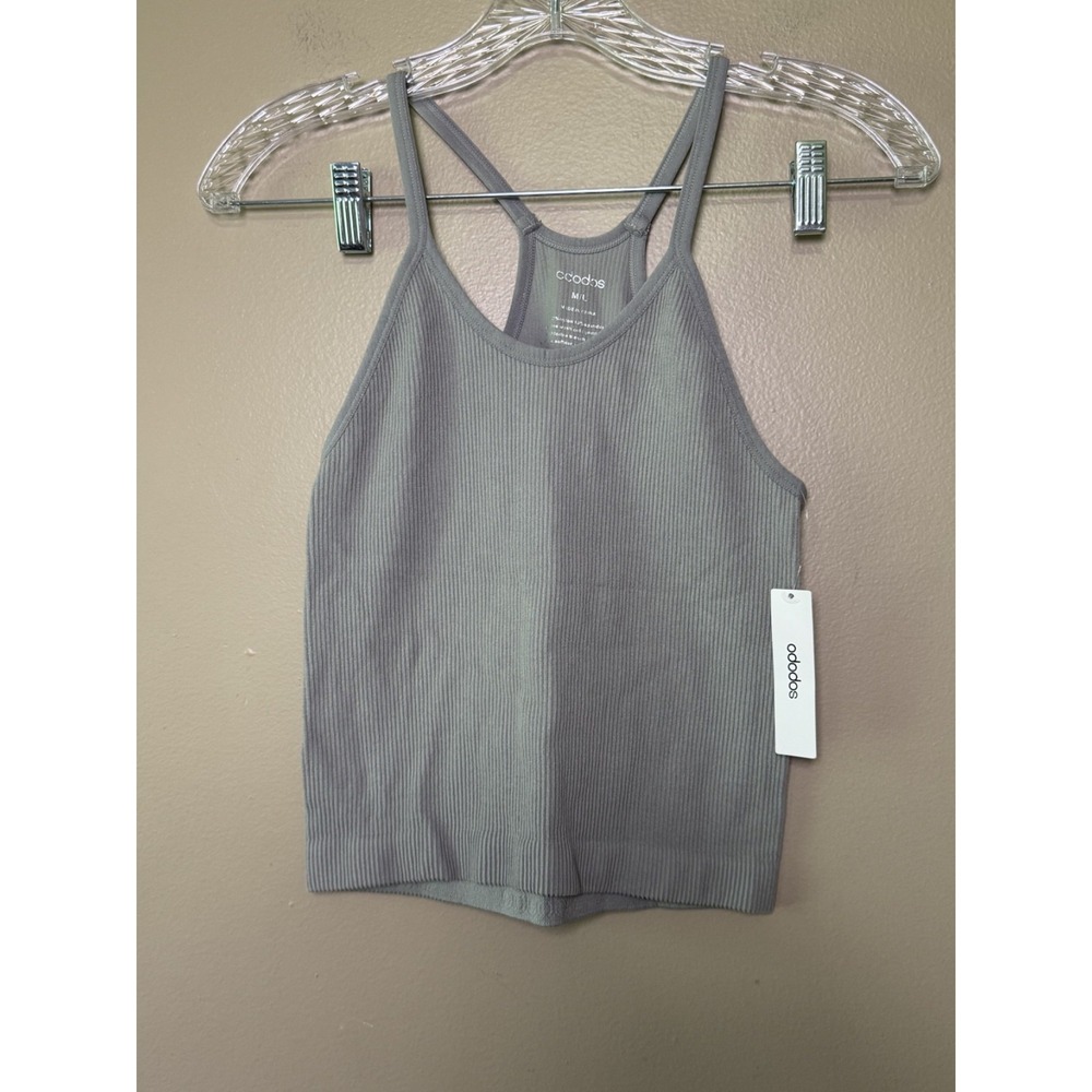 NEW ODODOS RIBBED SEAMLESS CROPPED RACERBACK TANK TOP SIZE M/L